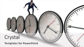  Presentation with human resource management resources concept - Beautiful presentation featuring businessman in time management concept backdrop and a  colored foreground