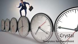  Presentation with human resource management resources concept - Slide deck having businessman in time management concept background and a  colored foreground