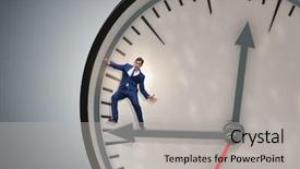 Presentation with human resource management resources concept - Slide deck enhanced with businessman in time management concept background and a light gray colored foreground