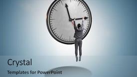  Presentation with human resource management resources concept - Slide deck having businessman in time management concept background and a  colored foreground