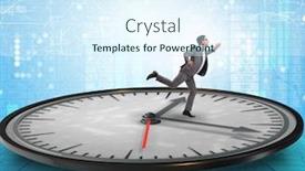  Presentation with time management - Audience pleasing slide set consisting of businessman in time management concept backdrop and a sky blue colored foreground