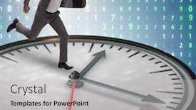  Presentation with time management - PPT theme with businessman-in-time-management-concept background and a light gray colored foreground