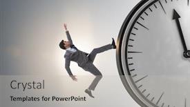  Presentation with time management - Audience pleasing theme consisting of businessman-in-time-management-concept backdrop and a light gray colored foreground