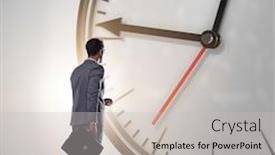  Presentation with time management - Theme having businessman-in-time-management-concept background and a light gray colored foreground