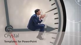  Presentation with management - Amazing PPT theme having businessman-in-time-management-concept backdrop and a light gray colored foreground