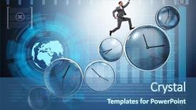  Presentation with human resource management resources concept - Slides featuring businessman in time management concept background and a  colored foreground
