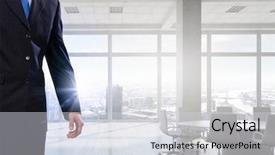  Presentation with office - PPT theme featuring businessman in top level office background and a  colored foreground