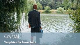  Presentation with well in the desert - Beautiful slides featuring businessman in torn suit on desert island backdrop and a light blue colored foreground