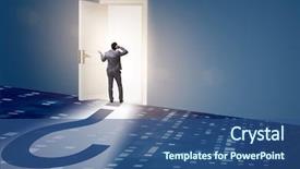  Presentation with uncertainty - Presentation theme featuring businessman in uncertainty and question background and a ocean colored foreground