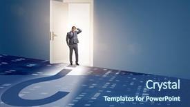  Presentation with uncertainty - Beautiful slides featuring businessman in uncertainty and question backdrop and a ocean colored foreground