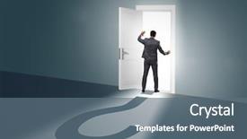  Presentation with uncertainty - Theme with businessman in uncertainty and question background and a ocean colored foreground