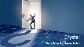  Presentation with uncertainty - Slides having businessman in uncertainty and question background and a ocean colored foreground