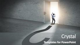  Presentation with uncertainty - Theme enhanced with businessman in uncertainty and question background and a gray colored foreground