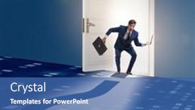  Presentation with uncertainty - PPT theme consisting of businessman-in-uncertainty-and-question background and a  colored foreground