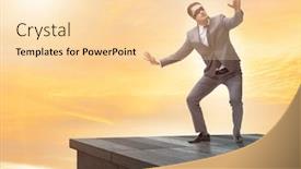  Presentation with uncertainty - Slide set featuring businessman in uncertainty business concept background and a lemonade colored foreground