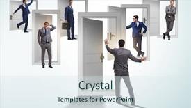  Presentation with uncertainty - PPT layouts featuring businessman in uncertainty concept background and a sky blue colored foreground