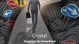  Presentation with road intersection - Presentation theme featuring businessman-in-uncertainty-concept background and a dark gray colored foreground