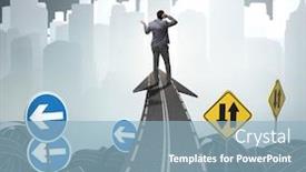  Presentation with road intersection - Cool new slide deck with businessman-in-uncertainty-concept backdrop and a light blue colored foreground
