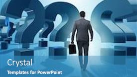  Presentation with question marks - Slide deck having businessman-in-uncertainty-concept background and a teal colored foreground