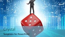  Presentation with uncertainty - Slide set having businessman-in-uncertainty-concept background and a light blue colored foreground