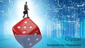  Presentation with uncertainty - PPT theme enhanced with businessman-in-uncertainty-concept background and a teal colored foreground