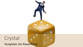  Presentation with uncertainty - Presentation theme with businessman-in-uncertainty-concept background and a gold colored foreground