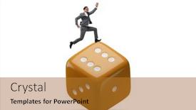  Presentation with uncertainty - Slide deck having businessman-in-uncertainty-concept background and a gold colored foreground