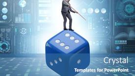  Presentation with uncertainty - Presentation with businessman-in-uncertainty-concept background and a teal colored foreground