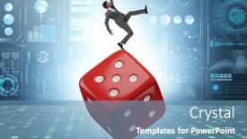  Presentation with uncertainty - Presentation theme having businessman-in-uncertainty-concept background and a teal colored foreground