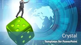  Presentation with uncertainty - Slide deck with businessman-in-uncertainty-concept background and a teal colored foreground