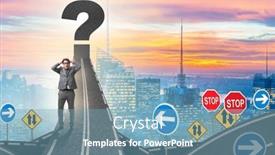  Presentation with road intersection - Presentation theme enhanced with businessman-in-uncertainty-concept and a teal colored foreground