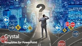  Presentation with road intersection - Slides consisting of businessman in uncertainty concept background and a gray colored foreground