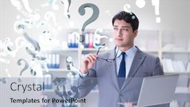  Presentation with uncertainty - Audience pleasing slide set consisting of businessman in uncertainty concept backdrop and a light blue colored foreground