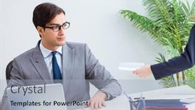  Presentation with bribe - Slide set featuring businessman-in-unethical-business-concept background and a light blue colored foreground