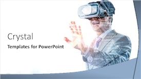  Presentation with glasses - Presentation theme consisting of businessman-in-vr-glasses-mixed background and a white colored foreground