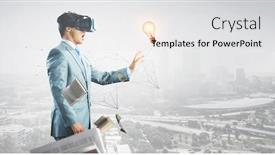  Presentation with glasses - Slides with businessman-in-vr-glasses-mixed background and a white colored foreground