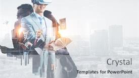  Presentation with glasses - Cool new PPT layouts with businessman-in-vr-glasses-mixed backdrop and a light gray colored foreground