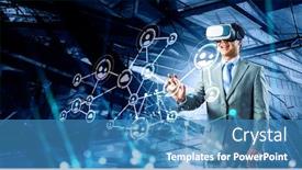  Presentation with glasses - Cool new presentation theme with businessman-in-vr-glasses-mixed backdrop and a teal colored foreground