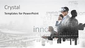  Presentation with glasses - Cool new PPT theme with businessman-in-vr-glasses-mixed backdrop and a white colored foreground