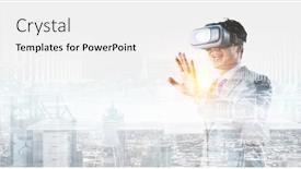  Presentation with glasses - Presentation theme having businessman-in-vr-glasses-mixed background and a white colored foreground