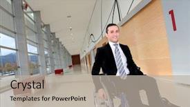  Presentation with congress - Slides consisting of disabled people - businessman in wheelchair going background and a mint green colored foreground