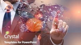  Presentation with transportation - Presentation theme with businessman in world transportation concept background and a tawny brown colored foreground