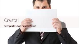  Presentation with white sheet - Slides with businessman-is-holding-a-blank background and a lemonade colored foreground