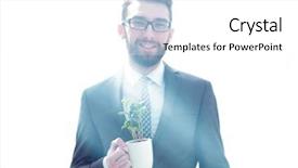  Presentation with green chemistry close up - Cool new PPT theme with businessman is holding a green backdrop and a white colored foreground