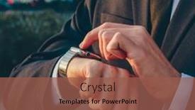  Presentation with text message - PPT theme having businessman-is-typing-message background and a tawny brown colored foreground