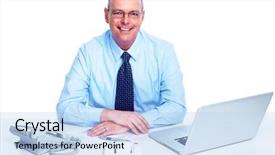  Presentation with executive - PPT layouts with businessman isolated on white background background and a  colored foreground