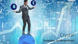  Presentation with juggling - Theme with businessman-juggling-between-various-currencies background and a light blue colored foreground