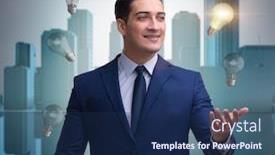  Presentation with juggling - Audience pleasing slide set consisting of businessman-juggling-lightbulbs-in-new backdrop and a navy blue colored foreground