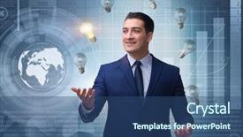  Presentation with juggling - Audience pleasing slide deck consisting of businessman juggling lightbulbs in new backdrop and a ocean colored foreground