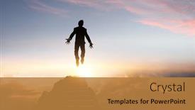  Presentation with gap - Slides with businessman-jump-through-the-gap background and a gold colored foreground